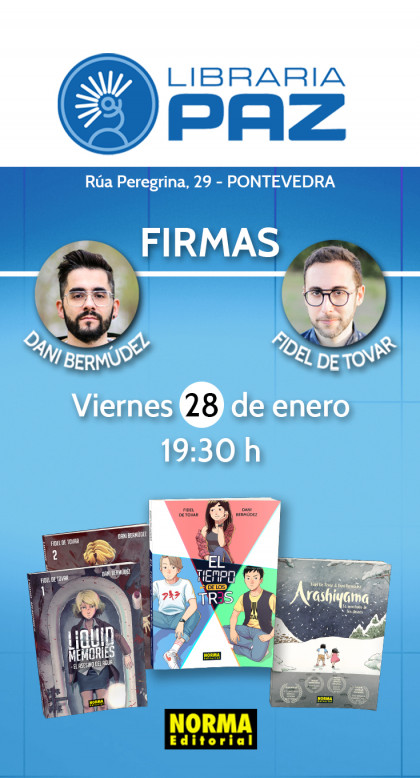 Sesión de firmas de El tiempo de los tres en Pontevedra