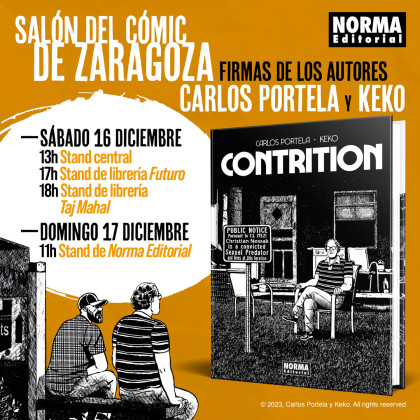 Horario de firmas de 'CONTRITION' con Carlos Portela y Keko en el Salón del Cómic de Zaragoza