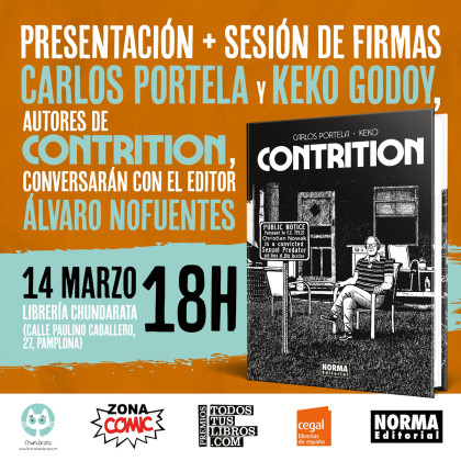 Presentación de 'CONTRITION' junto a sus autores Carlos Portela y Keko en Pamplona