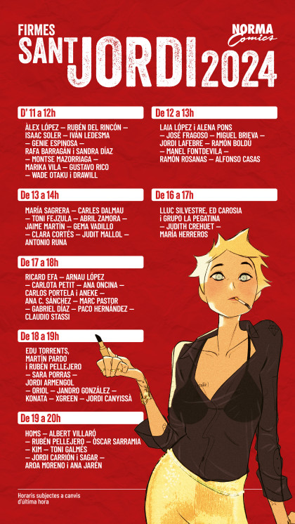 Horarios de firmas de Sant Jordi en Norma Comics (Barcelona)
