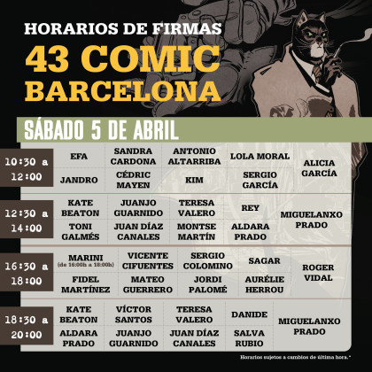 Horario de firmas del sábado en el 43 Comic Barcelona