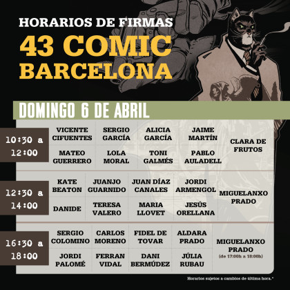 Horario de firmas del domingo en el 43 Comic Barcelona