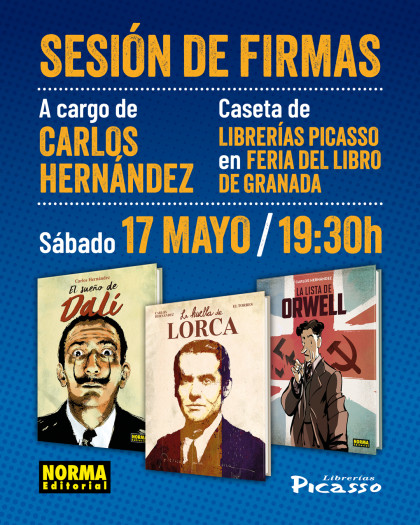 Sesión de firmas de Carlos Hernández en la Feria del Libro de Granada