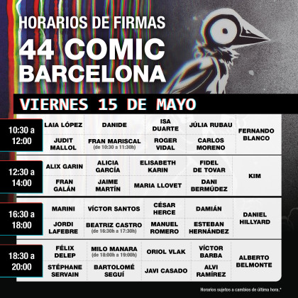 Horario de firmas del viernes en nuestro stand del Cómic Barcelona 2026